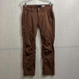 PrAna Women's 2 Short Brown Halle Convertible Nylon Stretch Khaki Hiking Pants